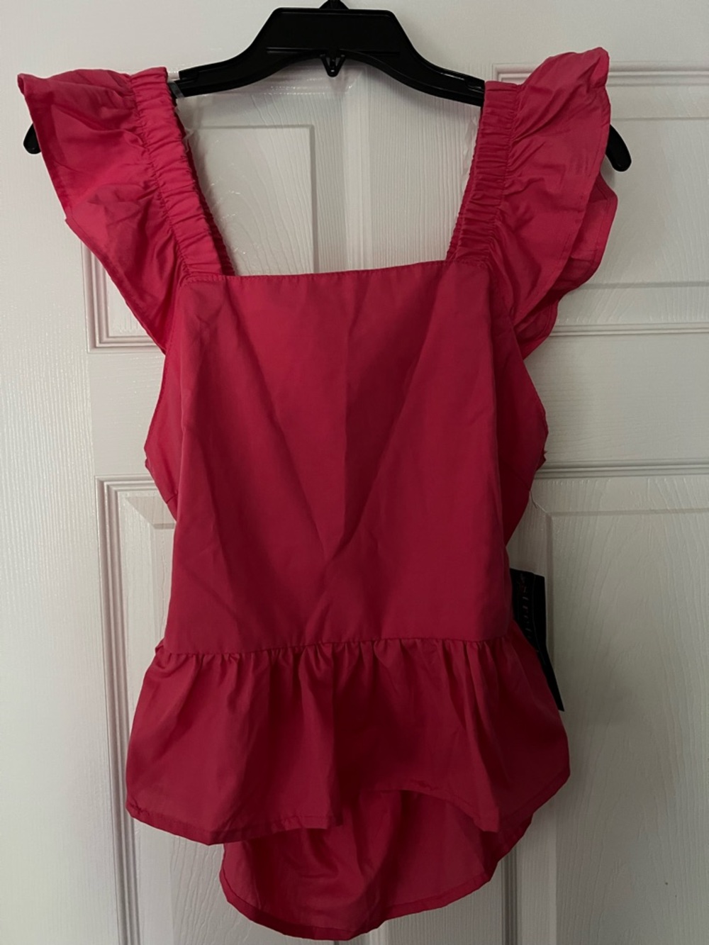 Ruffled Square-Neck Peplum Camisole - Hot Pink